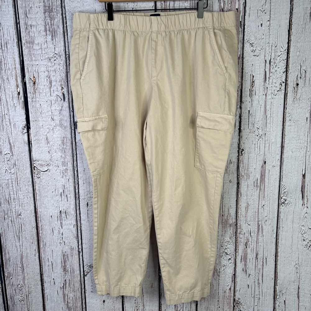 GAP Women’s XXL Beige Cargo Pants Elastic Waist Slash‎ Pockets Cargo Pockets
